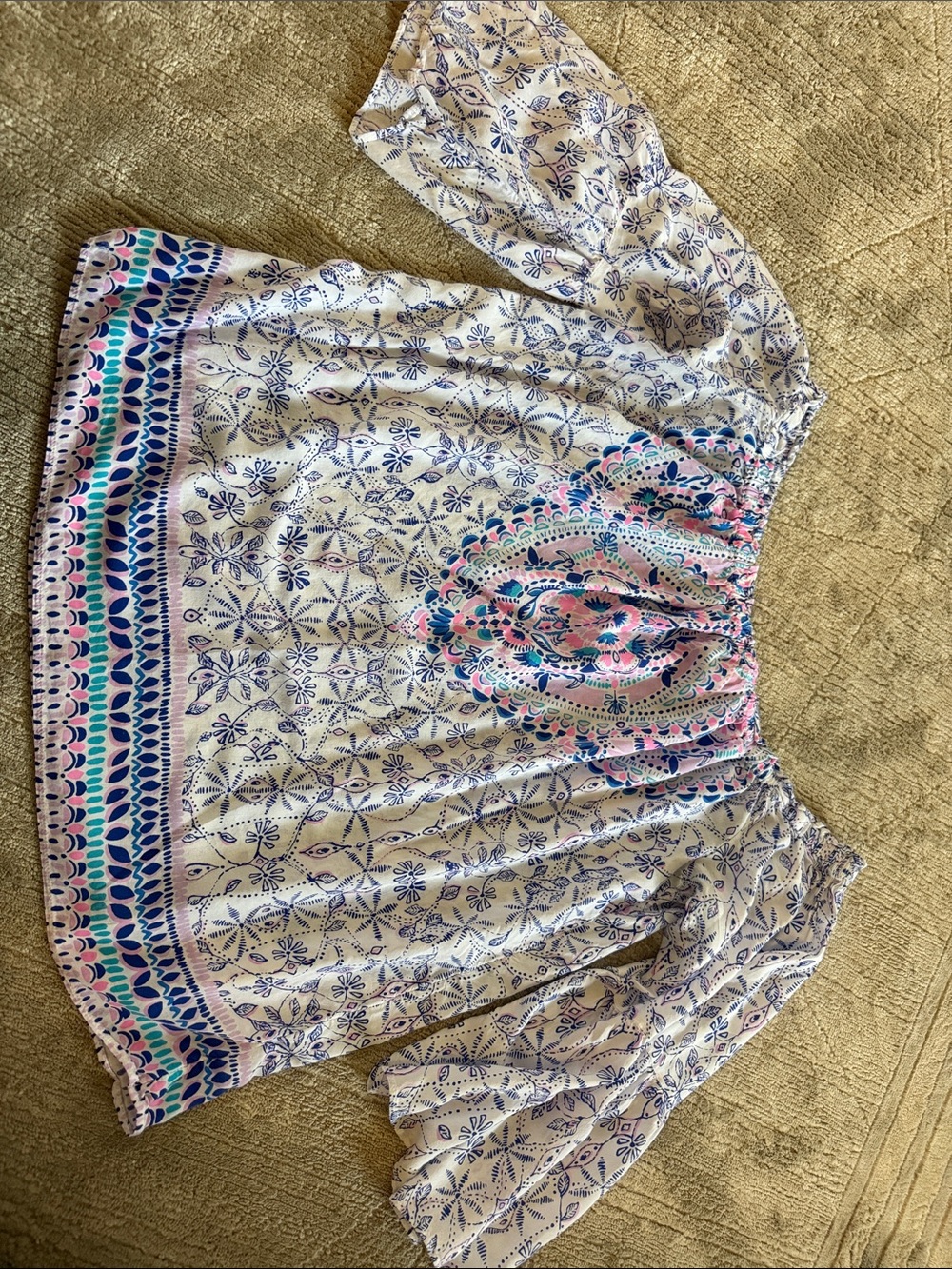 Lilly Pulitzer White Floral Off-Shoulder Top white pink and blue size Large